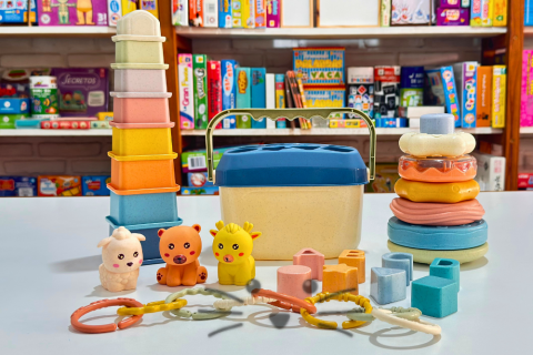 Balde Didáctico de Encastre + Apilables + Animalitos