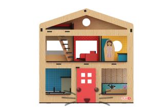 Casa de Madera con Personajes y Muebles