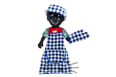 Delantal de Cocina a cuadrillé con Gorro y Manopla