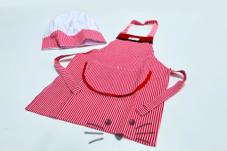 Delantal de Cocina a rayas con Gorro
