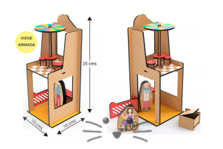 Heladería de Madera con Personajes y Muebles