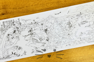 Lámina Mural para Pintar. Patagotitan Rey de Gigantes