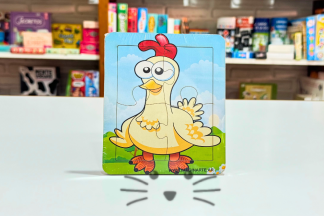 Rompecabezas de 4 piezas. Gallina