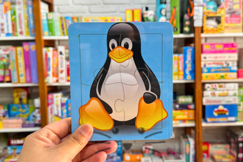 Rompecabezas de 4 piezas. Pingüino